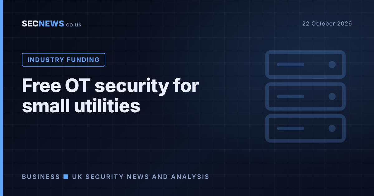 Stylised server graphic with the headline Free OT security for small utilities