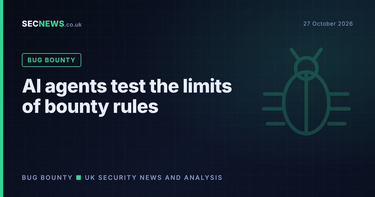 Illustration of a bug icon over a network, headlined AI agents test the limits of bounty rules