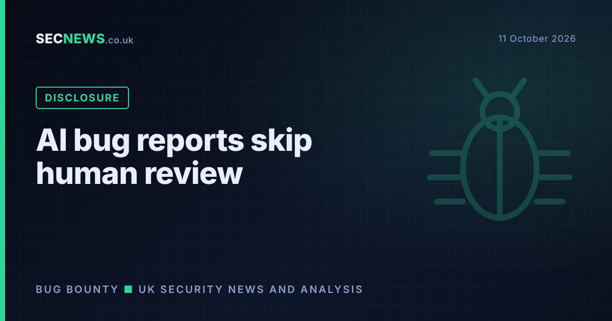 Illustration of a bug icon over code representing AI-generated vulnerability reports sent to open-source maintainers