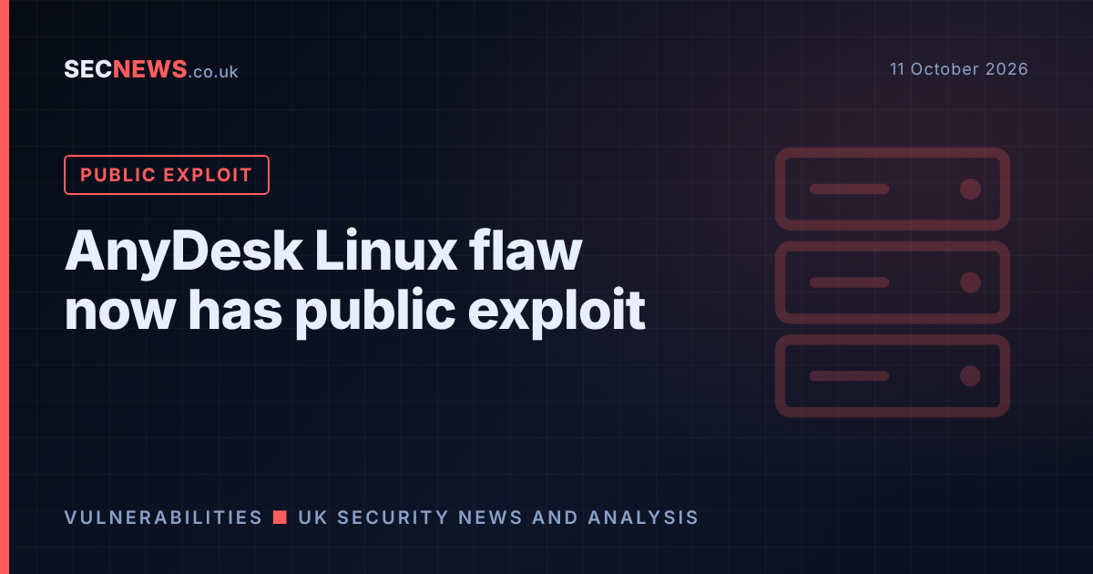 Illustration of a Linux server with a warning symbol representing the AnyDesk AnyPwn remote code execution flaw