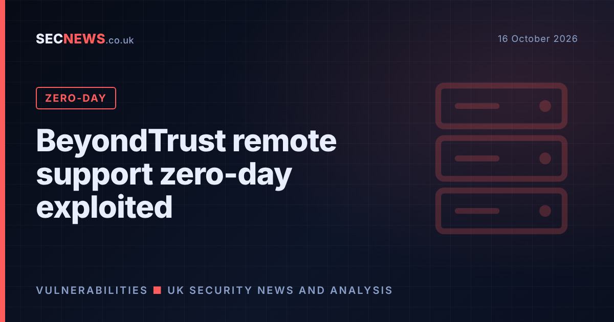 Illustration of a compromised remote support server with the headline BeyondTrust remote support zero-day exploited