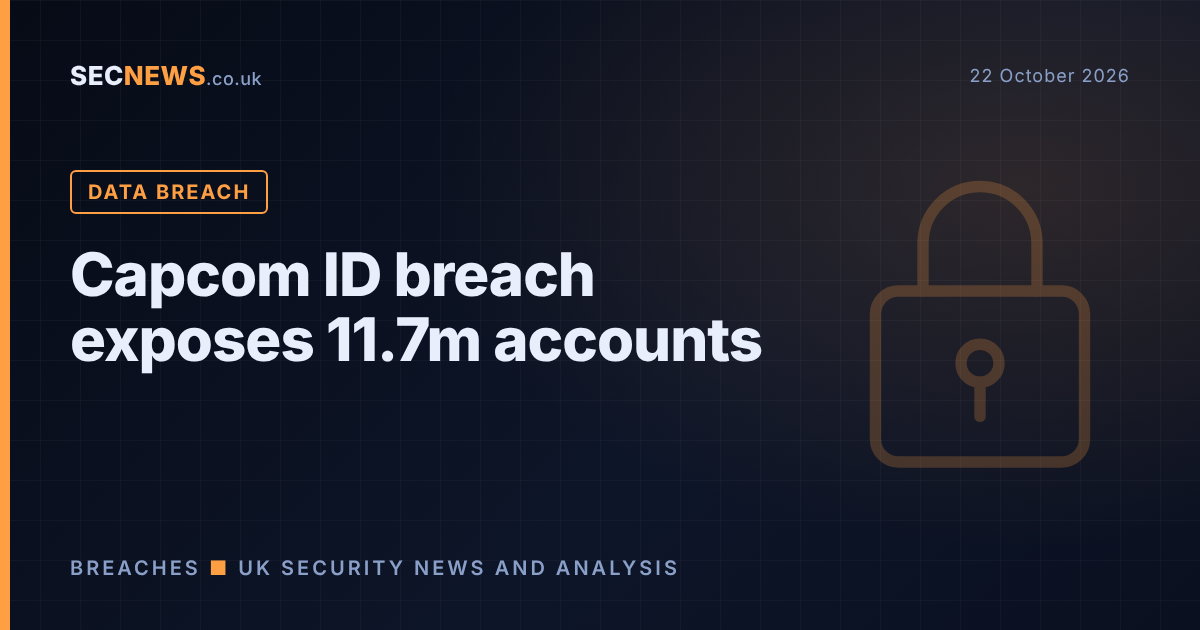 Padlock graphic with the headline Capcom ID breach exposes 11.7m accounts