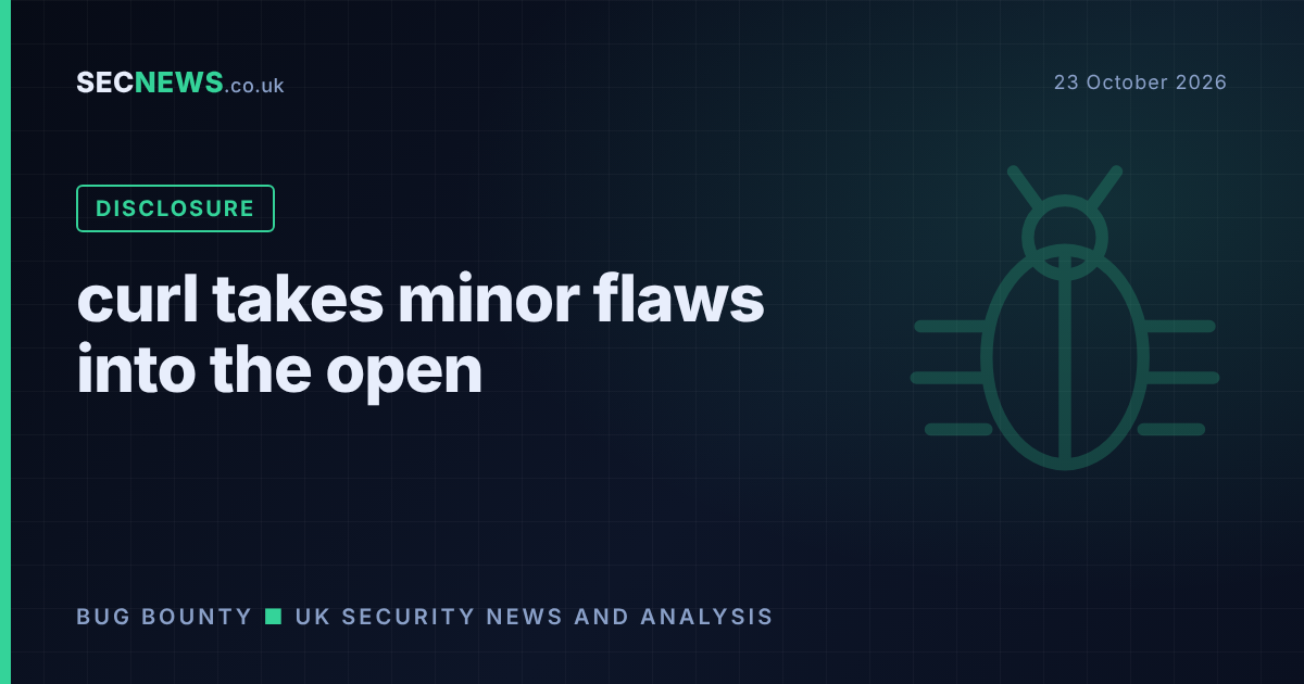 Illustration of a bug icon with the headline curl takes minor flaws into the open