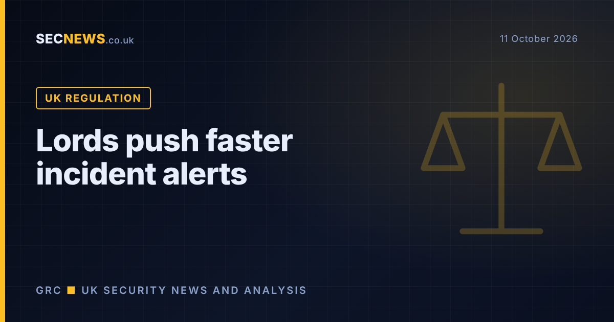 Scales of justice graphic with the headline Lords push faster incident alerts