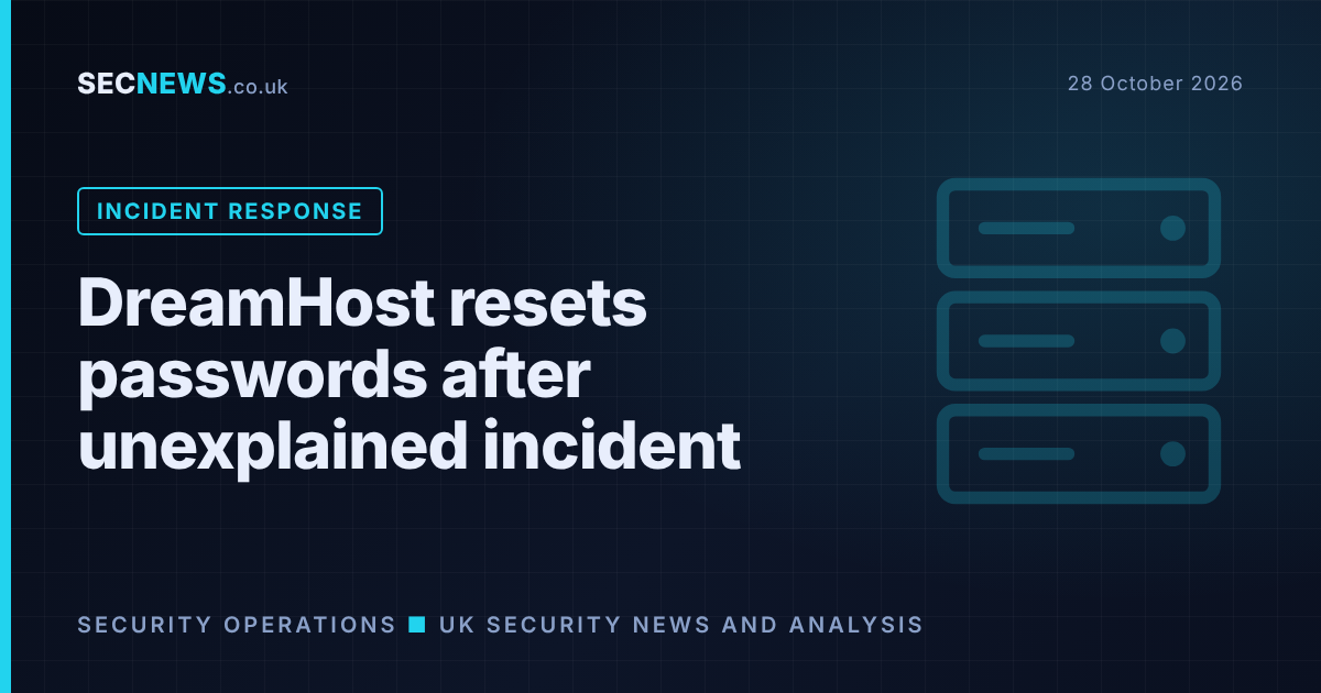 Server rack illustration with the headline DreamHost resets passwords after unexplained incident