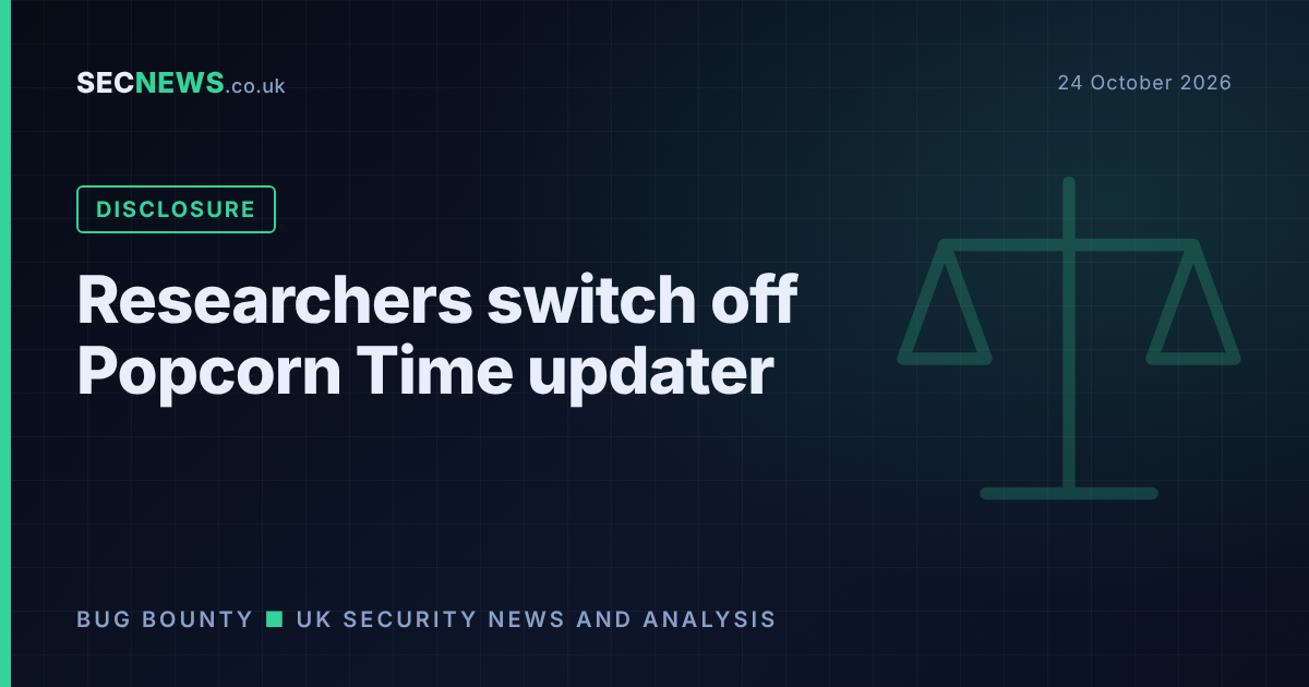 Scales of justice graphic with the headline Researchers switch off Popcorn Time updater
