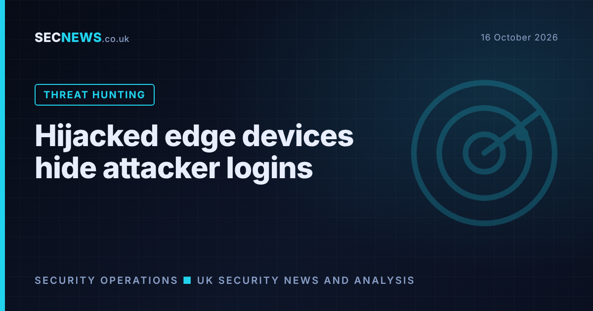 Radar graphic with the headline Hijacked edge devices hide attacker logins