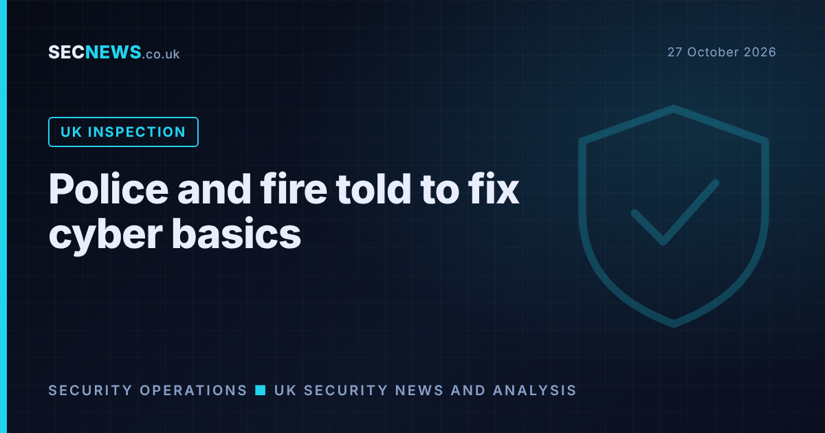 Shield graphic with the headline Police and fire told to fix cyber basics