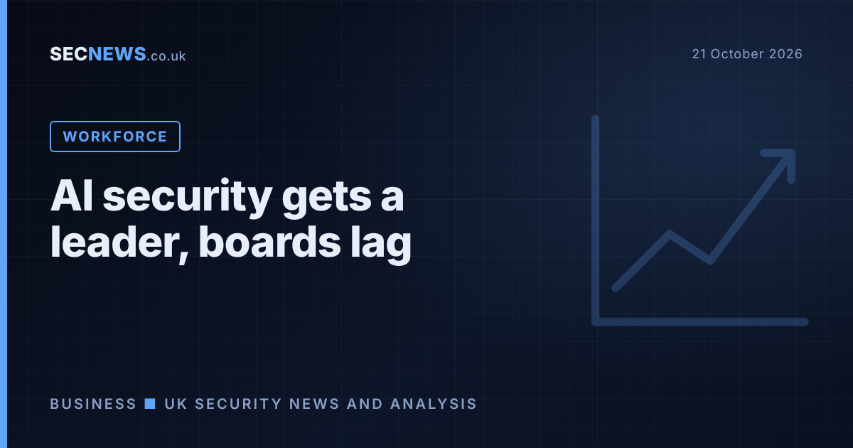 Chart motif illustrating the rise of head of AI security roles and lagging board oversight of AI