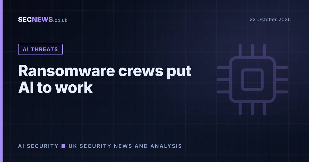 Illustration of an AI motif with the headline Ransomware crews put AI to work