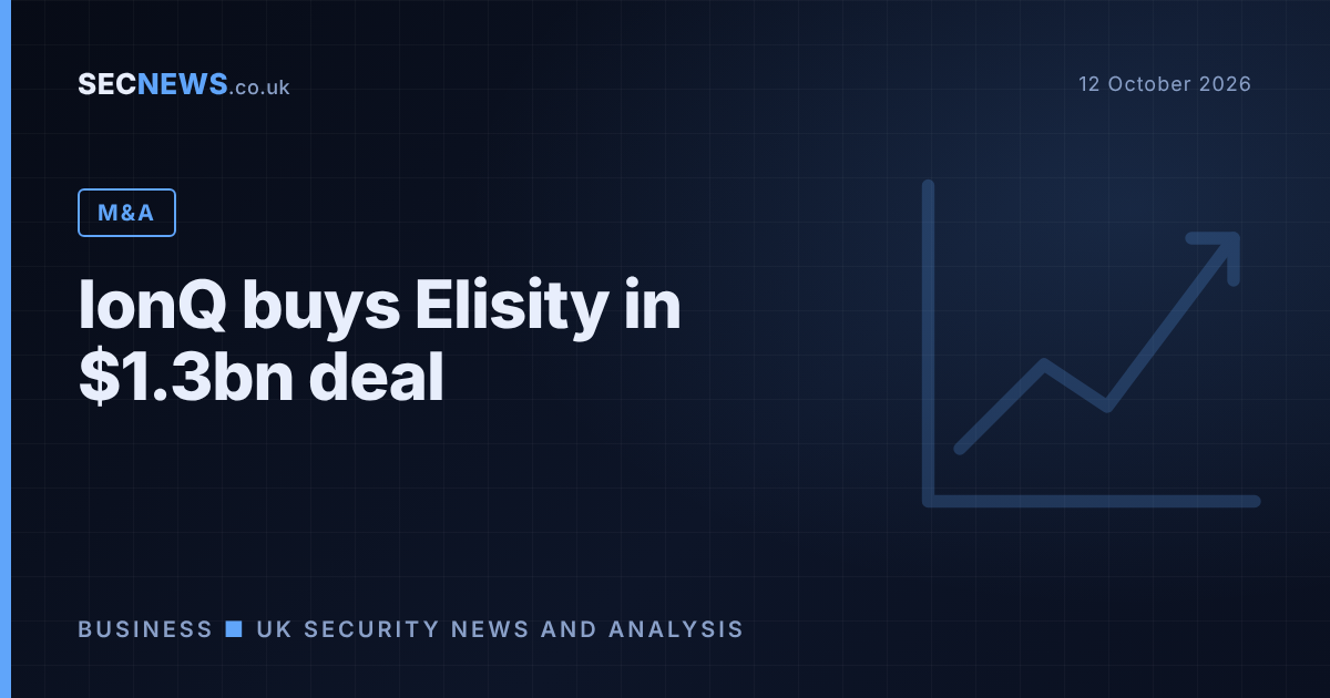 Graphic announcing IonQ's up to $1.3bn acquisition of zero trust security firm Elisity