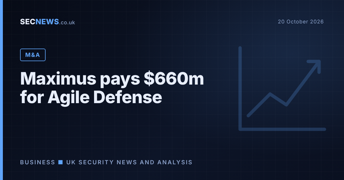 Rising bar chart illustration with the headline Maximus pays $660m for Agile Defense.