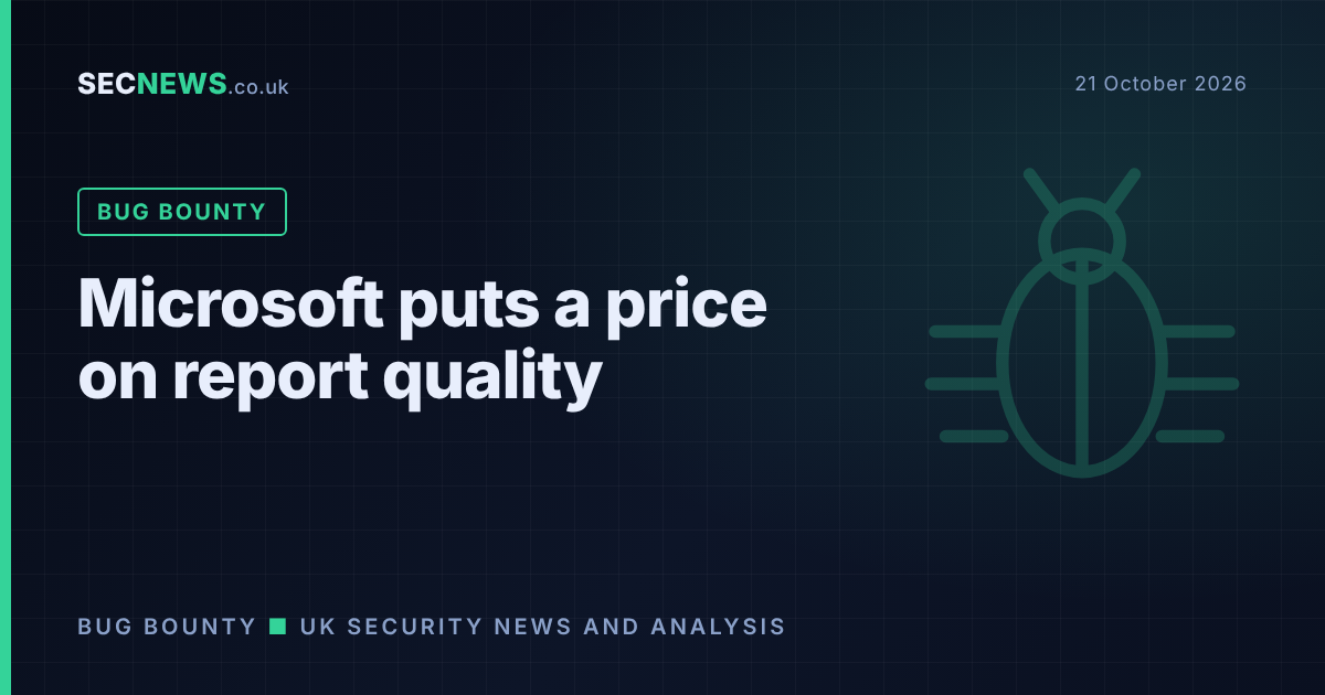 Stylised bug icon with the headline Microsoft puts a price on report quality