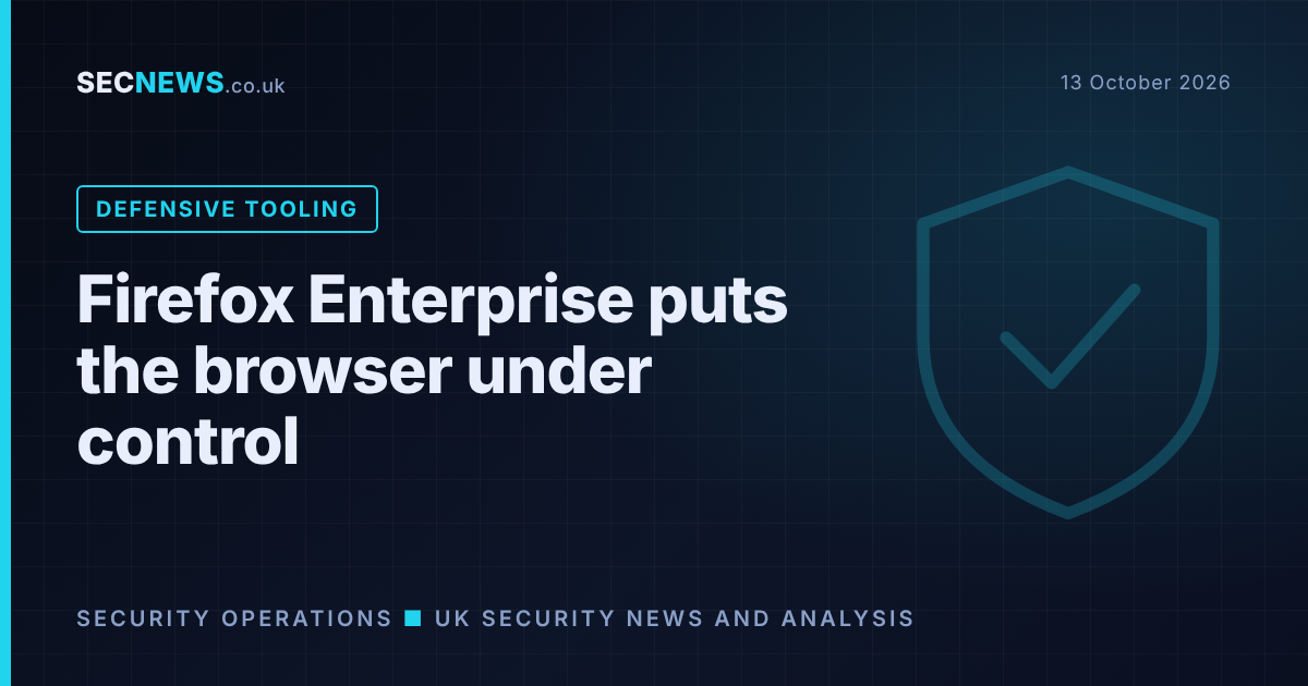 Shield graphic with the headline Firefox Enterprise puts the browser under control