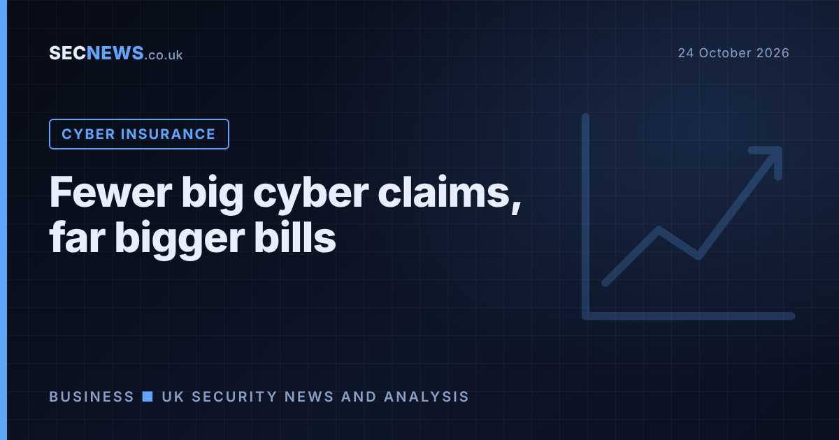 Chart graphic with the headline Fewer big cyber claims, far bigger bills
