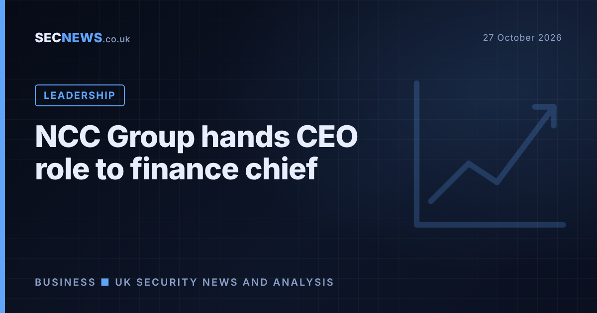 Rising bar chart graphic with the headline NCC Group hands CEO role to finance chief