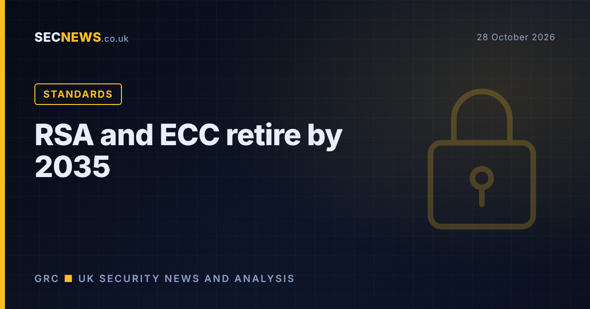 Padlock graphic with the headline RSA and ECC retire by 2035