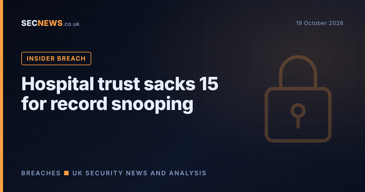 Padlock graphic over a hospital records theme with the headline Hospital trust sacks 15 for record snooping