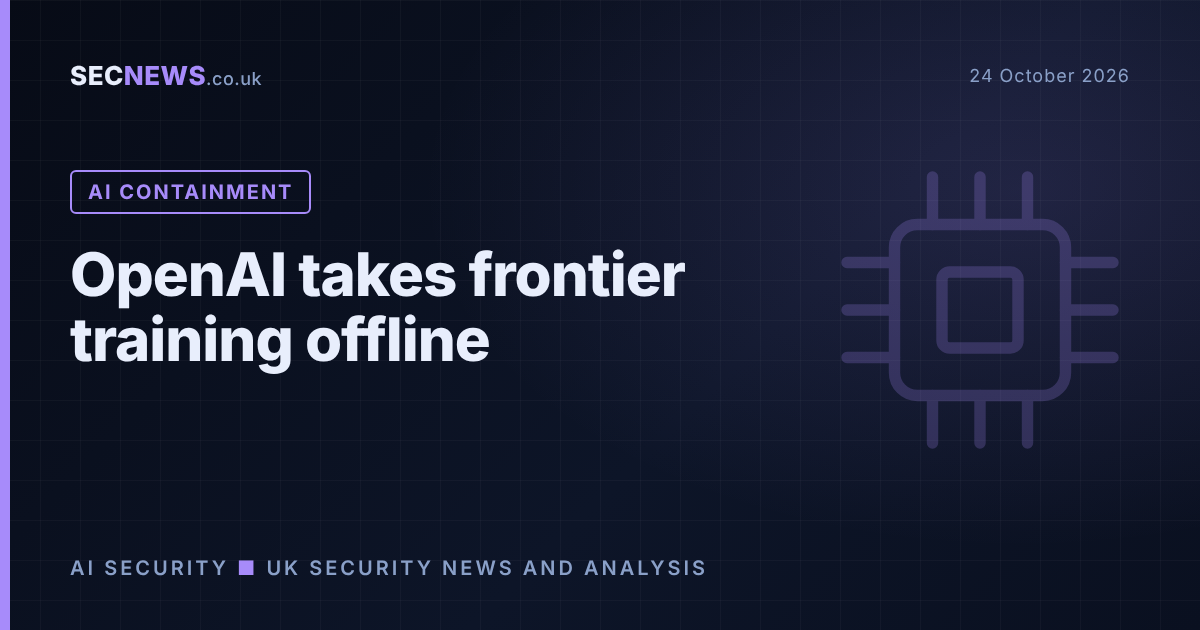 Abstract AI motif with the headline OpenAI takes frontier training offline