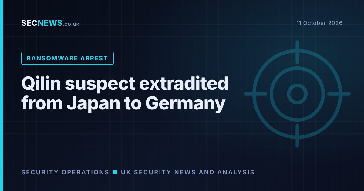 Graphic with a target motif and the headline Qilin suspect extradited from Japan to Germany