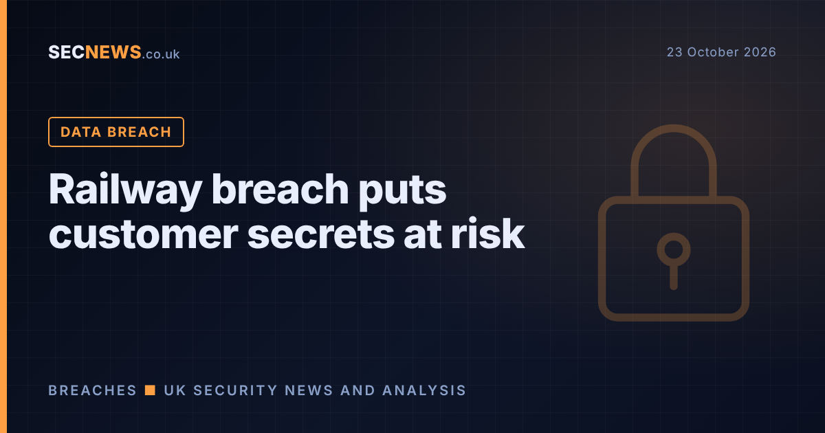 Padlock graphic with the headline Railway breach puts customer secrets at risk