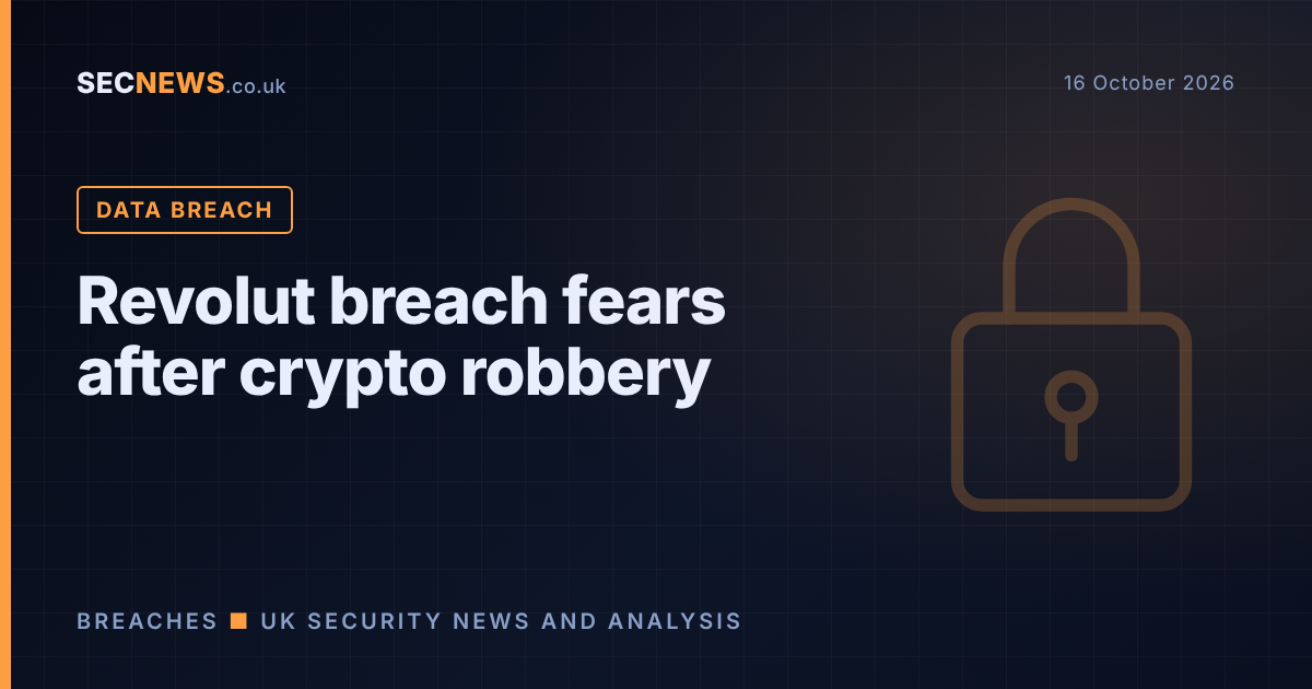 Padlock graphic with the headline Revolut breach fears after crypto robbery