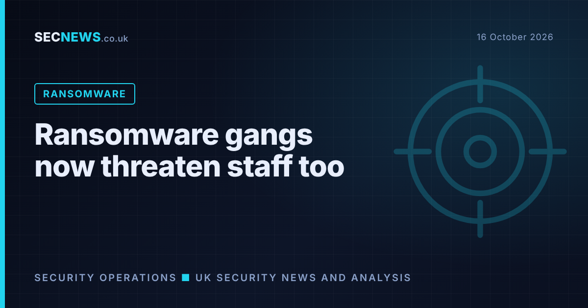 Target motif with the headline Ransomware gangs now threaten staff too