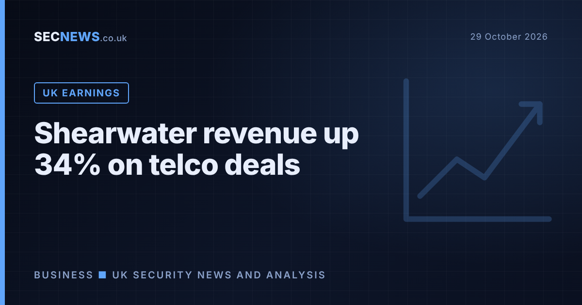 Rising bar chart illustrating Shearwater Group's 34% revenue growth in FY26