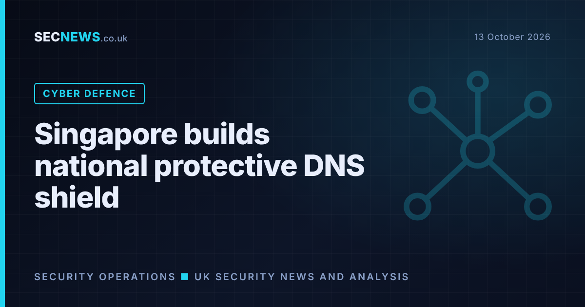 Stylised network graphic representing a national protective DNS service blocking malicious domains