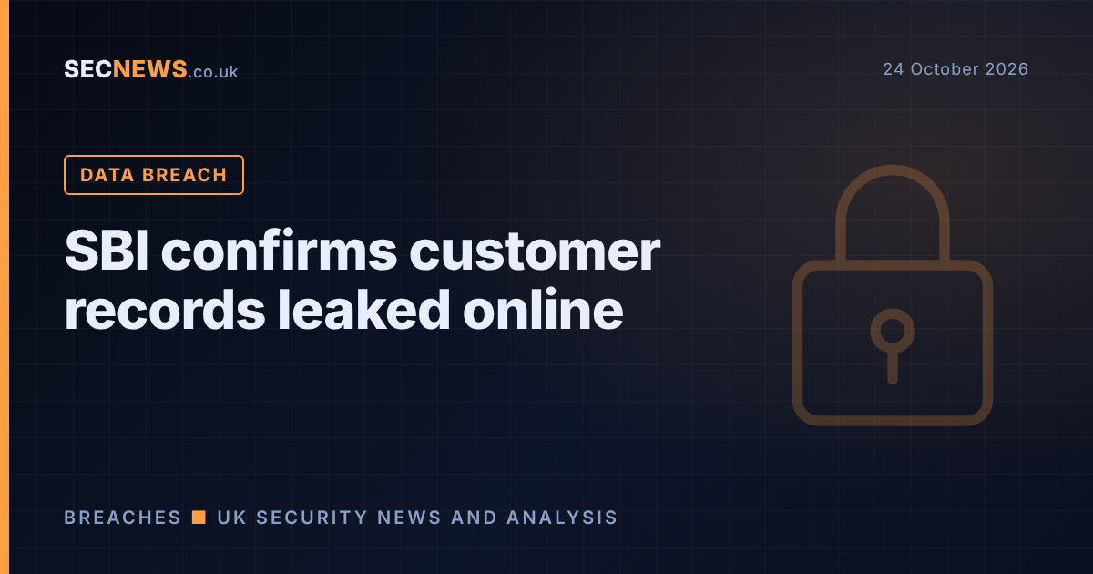 Padlock graphic with the headline SBI confirms customer records leaked online