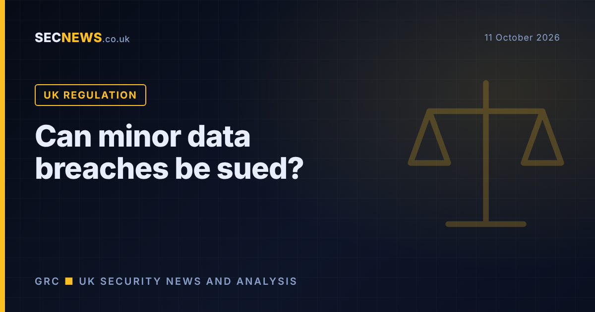 Scales of justice graphic with the headline Can minor data breaches be sued?
