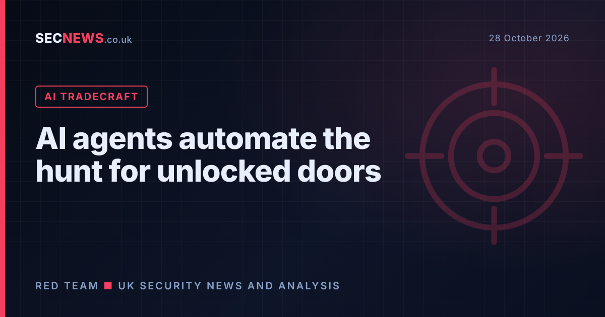 Target motif with the headline 'AI agents automate the hunt for unlocked doors' and the label AI TRADECRAFT