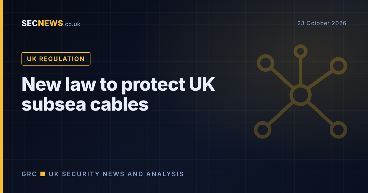 Stylised network of subsea cables around the UK with the headline New law to protect UK subsea cables