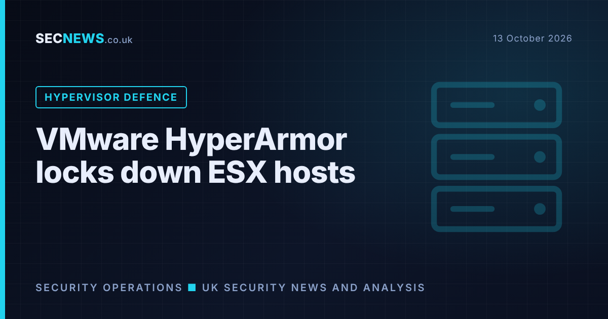 Illustration of a protected server rack representing VMware ESX hypervisor hardening with HyperArmor