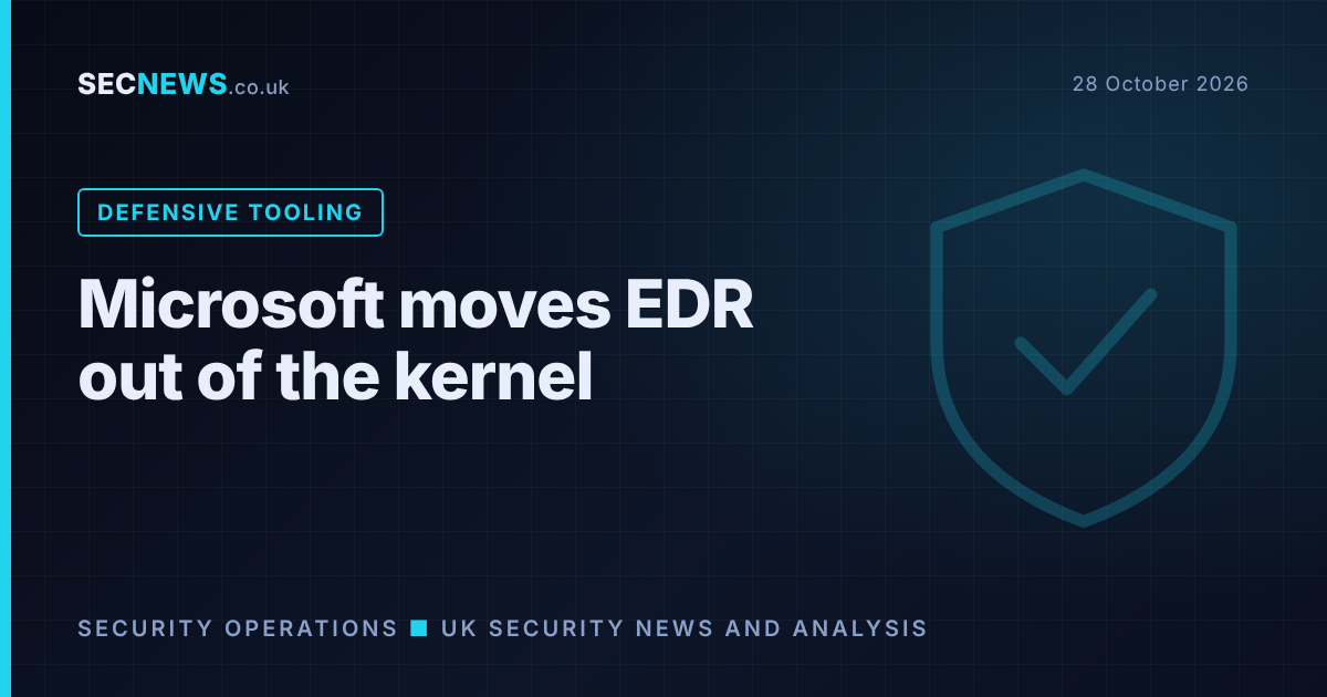 Shield graphic with the headline Microsoft moves EDR out of the kernel