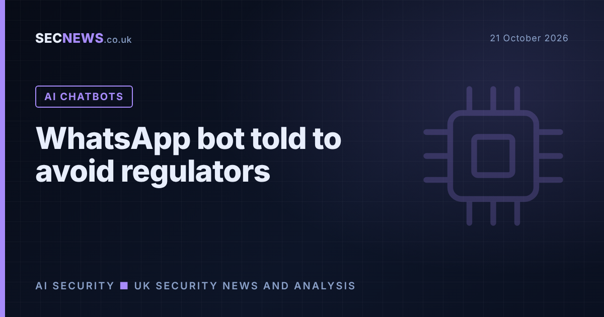 Illustration of an AI chatbot icon representing hidden instructions found in WhatsApp help centre pages