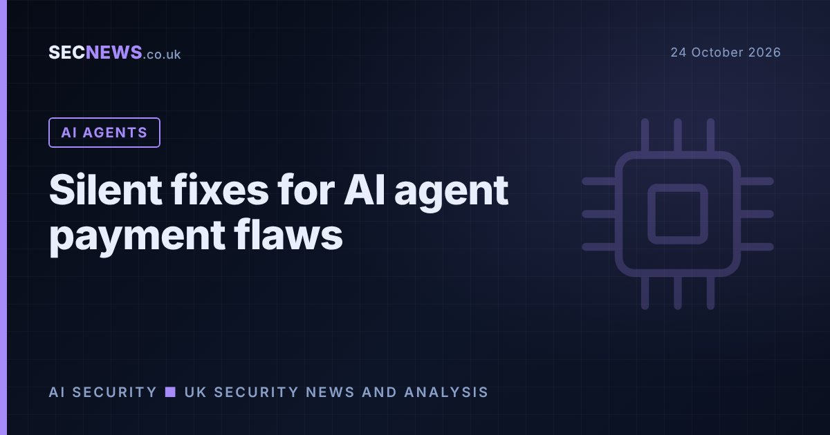 Illustration of an AI agent's crypto wallet under attack, headed 'Silent fixes for AI agent payment flaws'