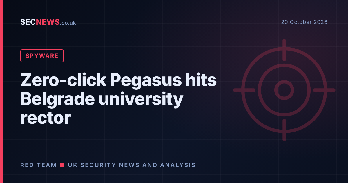 Illustration of a target over a smartphone, representing zero-click Pegasus spyware aimed at a Serbian university rector